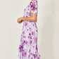 Yumi Lavender Floral Print Frill Midi Dress