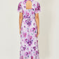 Yumi Lavender Floral Print Frill Midi Dress