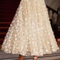 Yumi Ivory Mesh Floral Applique Midi Skirt