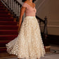 Yumi Ivory Mesh Floral Applique Midi Skirt