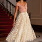 Yumi Ivory Mesh Floral Applique Midi Skirt