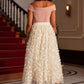 Yumi Ivory Mesh Floral Applique Midi Skirt
