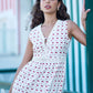 Yumi White Cherry Print Lace Trim Cotton Midi Dress