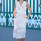 Yumi White Cherry Print Lace Trim Cotton Midi Dress