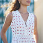 Yumi White Cherry Print Lace Trim Cotton Midi Dress