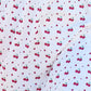 Yumi White Cherry Print Lace Trim Cotton Midi Dress