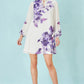 Yumi White Floral Placement Tunic With Keyhole Neckline