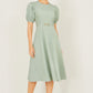 Yumi Mint Skater Dress With Puff Sleeves And Buckle Detail