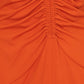 Yumi Orange Ruched Front Stretch Midi Dress