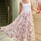Yumi Ivory Floral Ruffle Mesh Midi Skirt