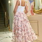 Yumi Ivory Floral Ruffle Mesh Midi Skirt