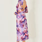 Yumi Purple Floral Mesh Midi Dress With Tie Back