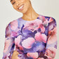 Yumi Purple Floral Mesh Midi Dress With Tie Back