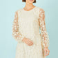 Yumi Ivory Long Sleeve Floral Applique Tunic