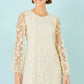 Yumi Ivory Long Sleeve Floral Applique Tunic