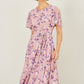 Yumi Pink Blossom Skater Midi Dress With Angel Sleeves