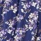 Yumi Navy Blossom Print Mesh Stretch Midi Dress With Pockets