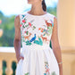 Yumi White Woodland Animal Print Cotton Midi Skater Dress
