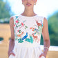 Yumi White Woodland Animal Print Cotton Midi Skater Dress