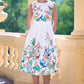 Yumi White Woodland Animal Print Cotton Midi Skater Dress
