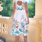 Yumi White Woodland Animal Print Cotton Midi Skater Dress