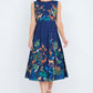 Yumi Navy Woodland Animal Print Cotton Midi Skater Dress
