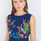 Yumi Navy Woodland Animal Print Cotton Midi Skater Dress