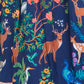 Yumi Navy Woodland Animal Print Cotton Midi Skater Dress
