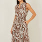Yumi Brown Leaf Print Shirt Dress