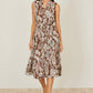 Yumi Brown Leaf Print Shirt Dress