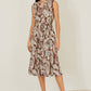 Yumi Brown Leaf Print Shirt Dress