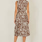 Yumi Brown Leaf Print Shirt Dress