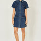 Yumi Blue Denim Stretch Shirt Dress With Pocket Details