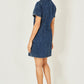 Yumi Blue Denim Stretch Shirt Dress With Pocket Details