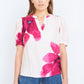Yumi Pink Watercolour Viscose Floral Top