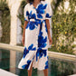 Yumi Blue Scattered Floral Shirt Dress