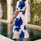 Yumi Blue Scattered Floral Shirt Dress