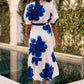 Yumi Blue Scattered Floral Shirt Dress