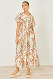 Yumi Ivory Viscose Relaxed Boho Print Maxi Shirt Dress