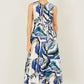 Yumi Blue Viscose Swirl Print Midi Dress