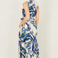 Yumi Blue Viscose Swirl Print Midi Dress