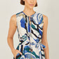 Yumi Blue Viscose Swirl Print Midi Dress