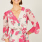 Yumi Pink Blossom Print Maxi Wrap Dress
