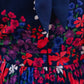 Yumi Navy Border Floral Print Midi Dress With Pleats