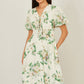 Yumi Ivory Floral Tea Dress With Front Ties