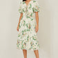 Yumi Ivory Floral Tea Dress With Front Ties