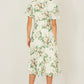 Yumi Ivory Floral Tea Dress With Front Ties