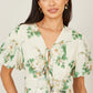 Yumi Ivory Floral Tea Dress With Front Ties