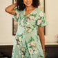 Yumi Mint Floral Tea Dress With Front Ties