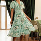 Yumi Mint Floral Tea Dress With Front Ties